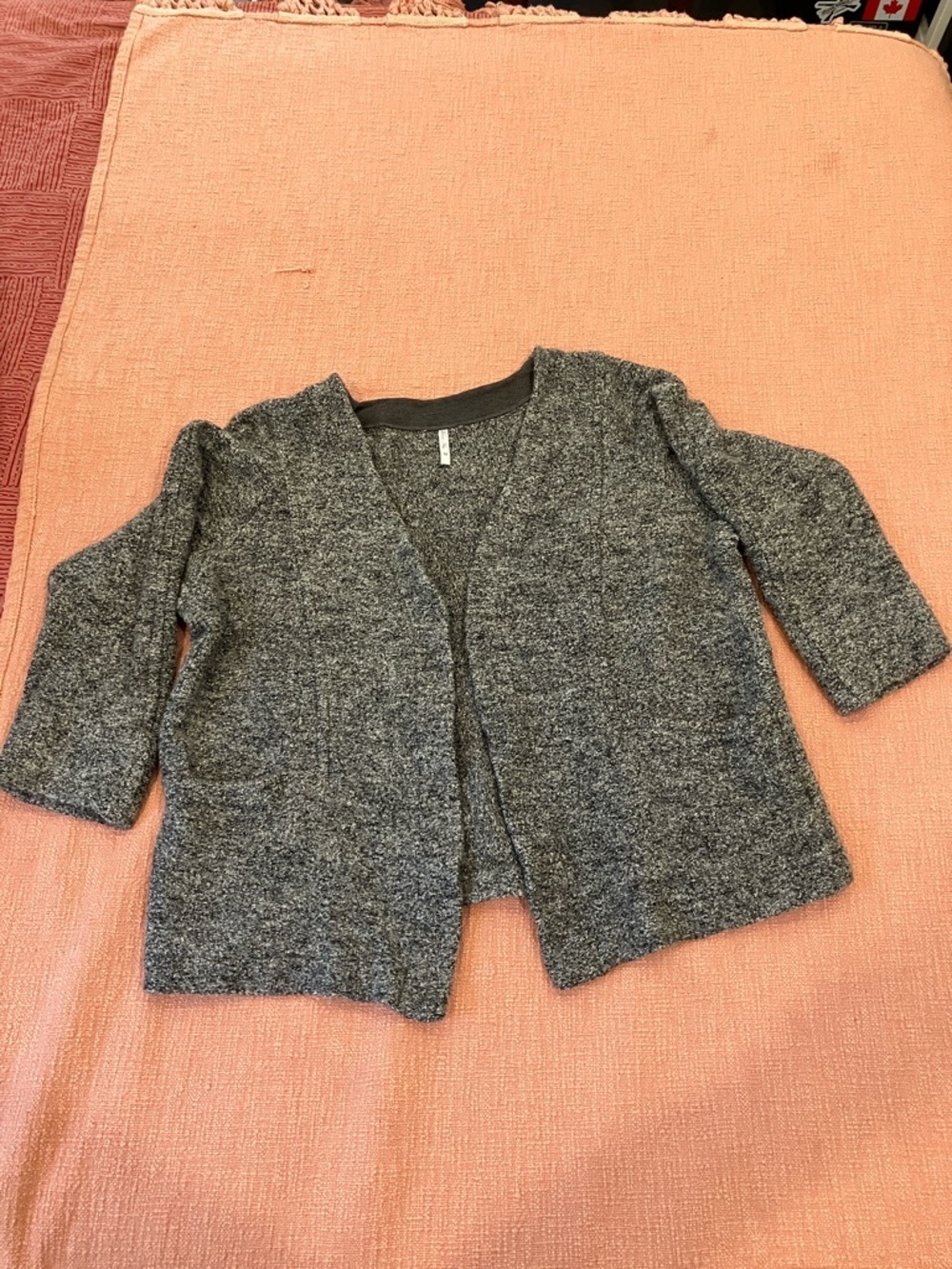 Wool blend fair trade cozy Heathered Gray Open-Front Knit Cardigan